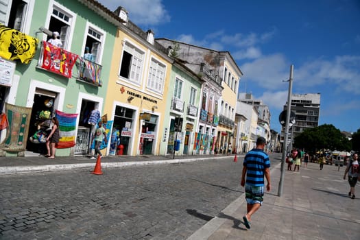 salvador, bahia / brazil - may 23, 2015: facade of old houses of Praca da Se in the historic center of the city of Salvador.