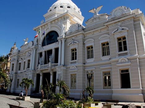 salvador, bahia / brazil - august 28, 2014: facade of the palacio Rio Branco in the Centro Historico of the city of Salvador...