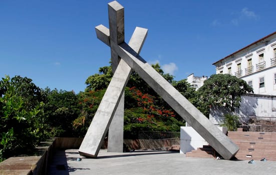 salvador, bahia / brazil - march 23, 2013: Cruz Caida monument, in the historic center of the city of Salvador.