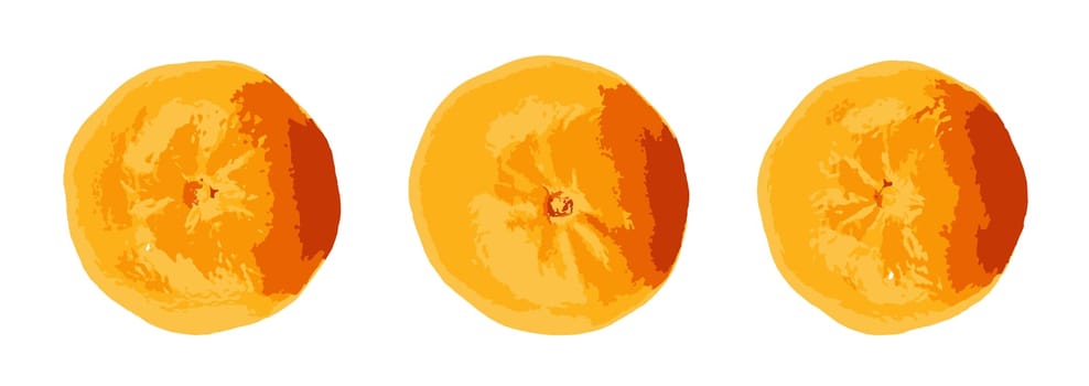 Bright fresh tangerine fruits on a white background. The tangerine is a group of orange-coloured citrus fruit consisting of hybrids of mandarin orange