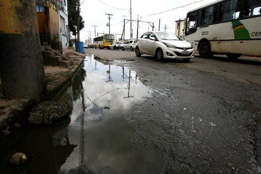 salvador, bahia / brazil - july 16, 2013: exposed sewage is seen in the Calcada neighborhood in the city of Salvador.