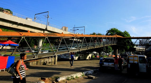 salvador, bahia / brazil - december 5, 2013: walkway for pedestrian crossing on avenue Mario Leal Ferreira in the city of Salvador.