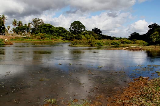conde, bahia / brazil - march 27, 2013: view of the Itapicuru River bed in the city of Conde..
