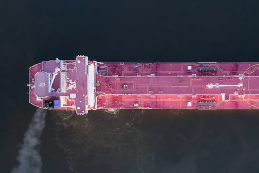 The tanker is filled with liquefied natural gas, transporting gas by sea.
