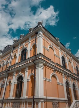 Architecture details of the Manuc Bei mansion. Manuc Bey palace, architectural, culture and historic complex with museum, winery and other edifices located in Hincesti city, Moldova.