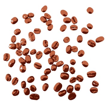 Coffee beans isolated on white. A coffee bean is a seed of the Coffea plant and the source for coffee