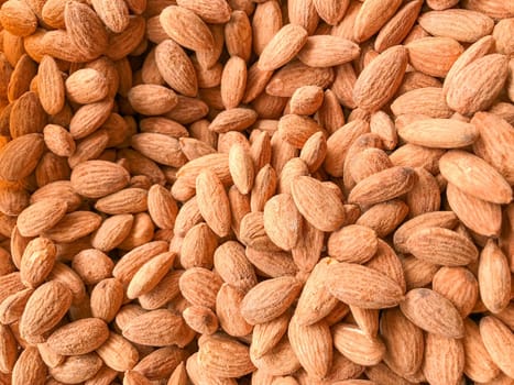 Full Frame Shot Of Raw Almonds. Healthy Fresh Food Background.