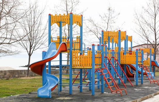 Colorful children playground in the city park