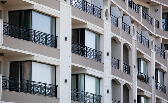 Modern new building in an urban residential complex