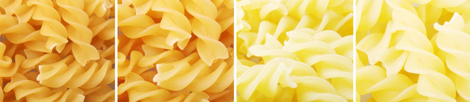 Collage Of Photos With Various Raw Pasta. Italian Cuisine Collection.