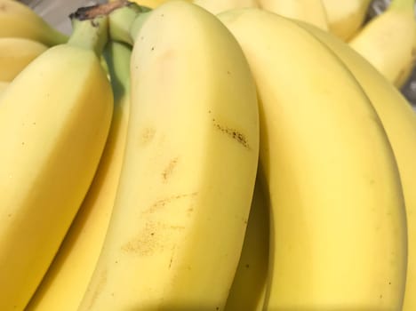 Close-Up Of Ripe Bananas. Healthy Fresh Food Background.