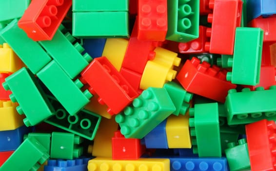 Plastic Building Blocks Toy Isolated On White Background.