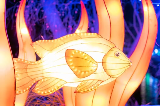 Dublin, Ireland, November 2018 Wild lights at Dublin zoo. Light displays of Ocean Lights, the Arctic and the North Pole themes