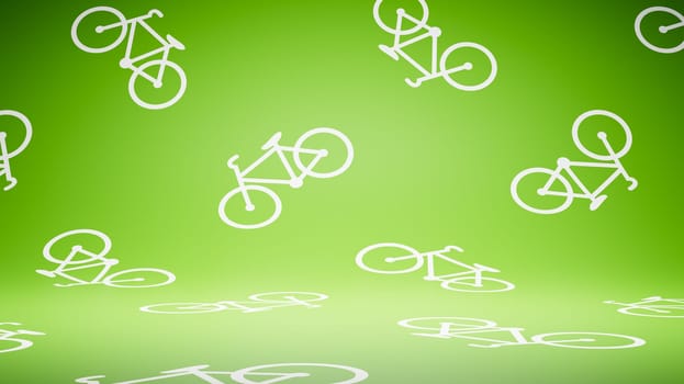 Empty Blank Green and White Bicycle Pattern Studio Background 3D Render Illustration