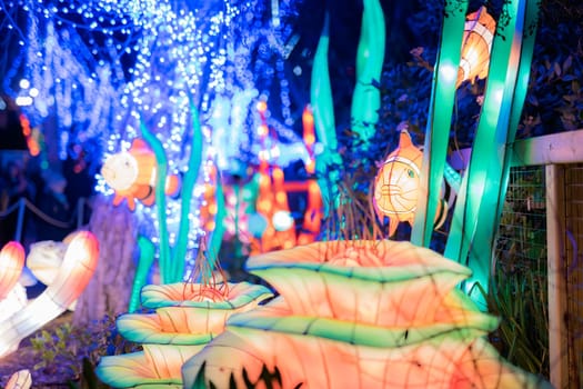 Dublin, Ireland, November 2018 Wild lights at Dublin zoo. Light displays of Ocean Lights, the Arctic and the North Pole themes