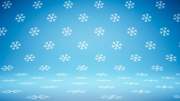 Empty Blank Blue and White Snowflakes Pattern Studio Background 3D Render Illustration