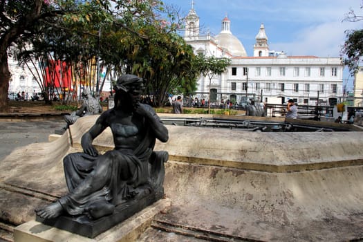 salvador, bahia / brazil - january 23, 2013: statue in light source at Piedade statue in the city of Salvador.