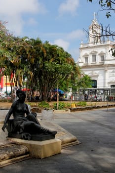 salvador, bahia / brazil - january 23, 2013: statue in light source at Piedade statue in the city of Salvador.