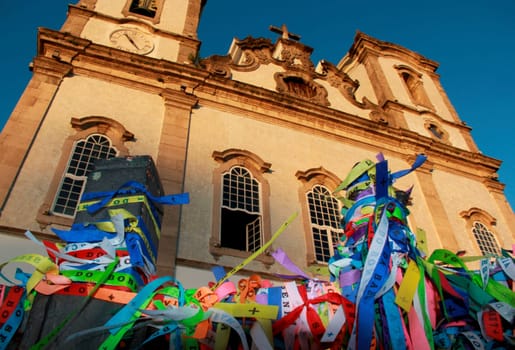 salvador, bahia / brazil - march 28, 2014: ribbons are seen next to Senhor do Bonfim church in the city of Salvador....