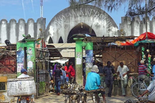 Zanzibar, Tanzania - July 16, 2017: Farmers market in Zanzibar city, Tanzania.