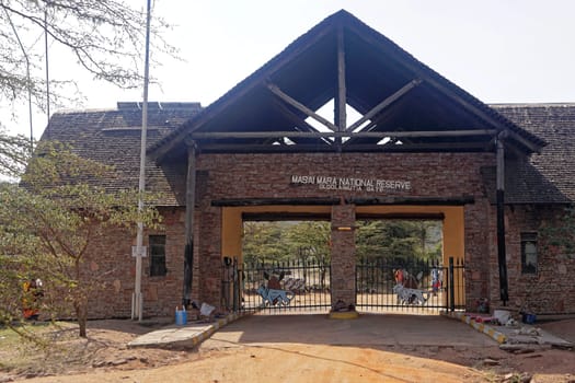 Narok, Kenya - July 11, 2017: Masai Mara national reserve gate in Narok county Kenya.