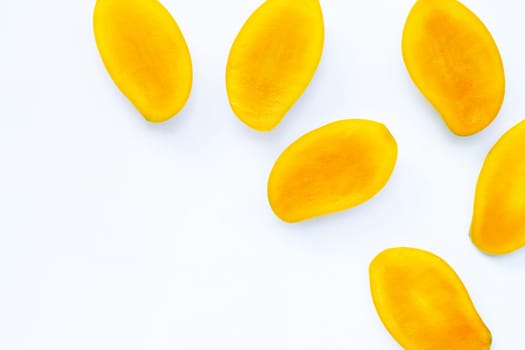 Tropical fruit, Mango on white background. Top view