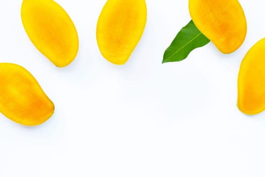 Tropical fruit, Mango on white background. Top view