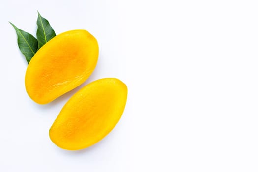 Tropical fruit, Mango on white background. Top view