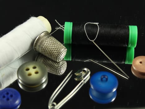 Sewing Needle thread scissors thimble tailor buttons