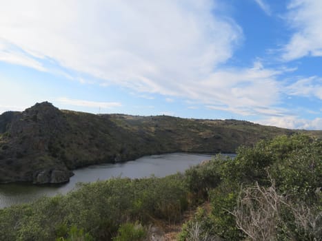 Beautiful river forming the very high cliffs and deep