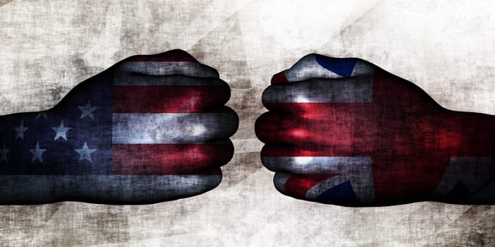 US vs UK Political Conflict and Disputes Concept