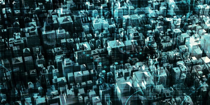 Futuristic Society Connected to a Network Technology