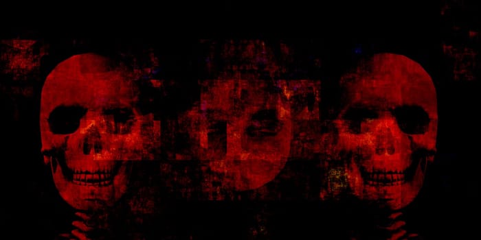 Halloween Background with Skulls Floating as Horror Theme