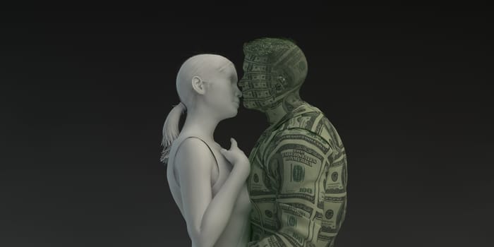 Woman Feigning Intimacy for Money and Wealth of a Man