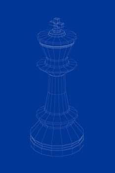 3d wire-frame model of king chess piece