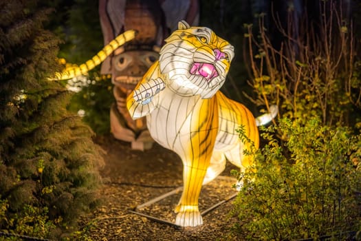 Dublin, Ireland, November 2018 Wild lights at Dublin zoo. Light displays of African animals