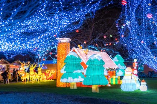 Dublin, Ireland, November 2018 Wild lights at Dublin zoo. Light displays of Christmas and North Pole