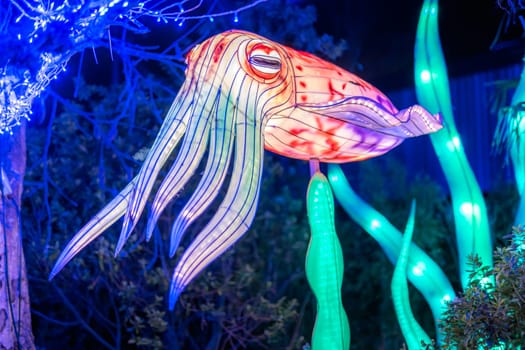 Dublin, Ireland, November 2018 Wild lights at Dublin zoo. Light displays of Ocean Lights, the Arctic and the North Pole themes