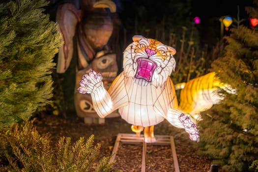 Dublin, Ireland, November 2018 Wild lights at Dublin zoo. Light displays of African animals