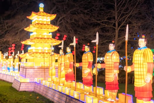 Dublin, Ireland, November 2018 Wild lights at Dublin zoo. Light displays of Chinese and Asian themes