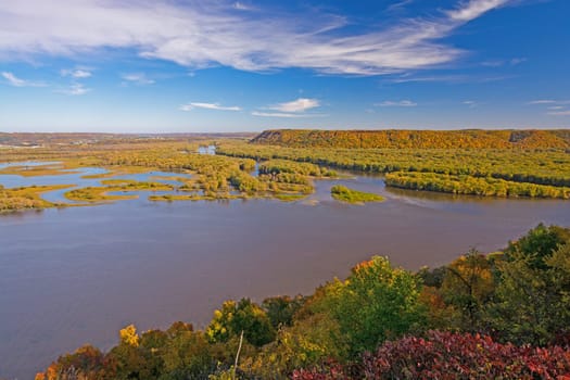 Beautiful Fall Day Above the Mississippi River at Pikes Peak State Park in Iowa