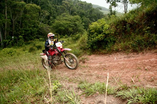 porto seguro, bahia / brazil - april 12, 2009: motorcyclist during motocross enduro in the city of Porto Seguro, in southern Bahia...