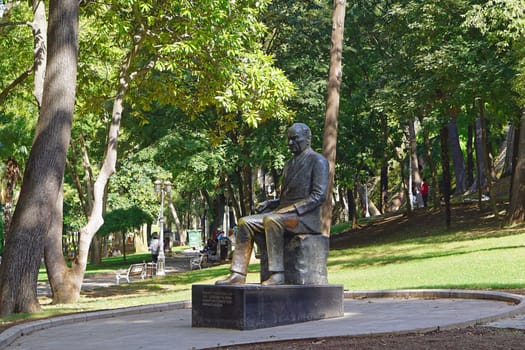 ISTANBUL, TURKEY - OCTOBER 02, 2017: Kemal Pasha Ataturk monument in park in Istanbul, Turkey.