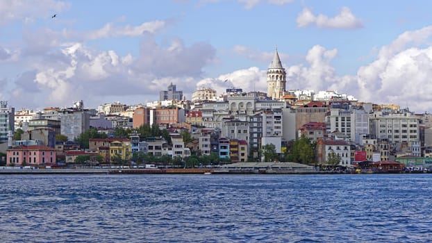 ISTANBUL, TURKEY - OCTOBER 02, 2017: Galata tower and cityscape Istanbul, Turkey.