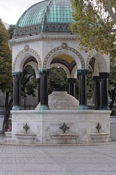 ISTANBUL, TURKEY - OCTOBER 02, 2017: German fountain at Hippodrome in Istanbul, Turkey.