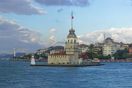 ISTANBUL, TURKEY - OCTOBER 02, 2017: Maiden tower lighthouse in Istanbul, Turkey.