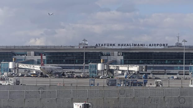 ISTANBUL, TURKEY - OCTOBER 03, 2017: Ataturk main airport building in Istanbul, Turkey.