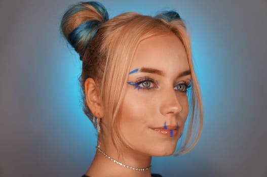 younb blond woman with makeup