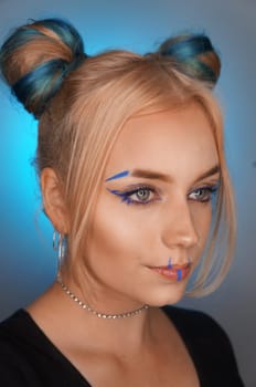 younb blond woman with makeup