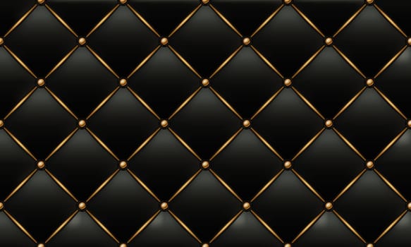 The Gold and Black Texture of the Leather Quilted Skin - Background Illustration, Vector